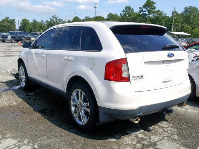 2FMDK3JC9CBA01703 - 2012 FORD EDGE SEL WHITE photo 3