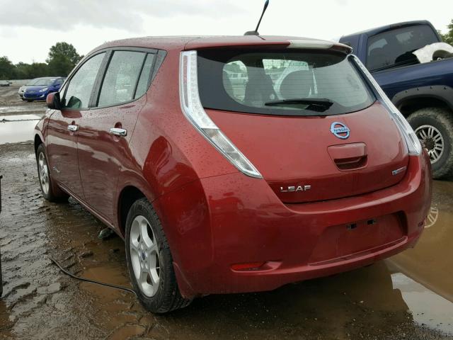 1N4AZ0CP2DC407671 - 2013 NISSAN LEAF S BURGUNDY photo 3