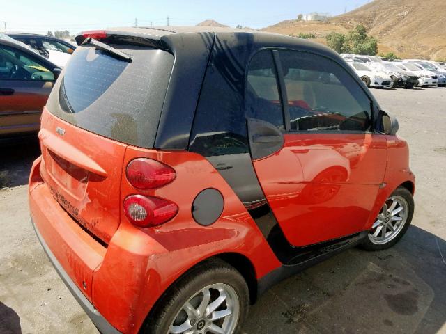 WMEEJ31X18K196872 - 2008 SMART FORTWO ORANGE photo 4