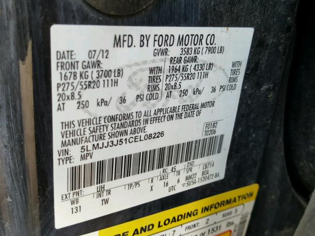 5LMJJ3J51CEL08226 - 2012 LINCOLN NAVIGATOR 黑色 照片 10