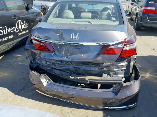 1HGCR2F81GA048639 - 2016 HONDA ACCORD EXL GRAY photo 9