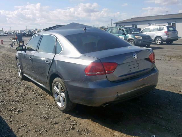 1VWBN7A3XDC051695 - 2013 VOLKSWAGEN PASSAT SE GRAY photo 3