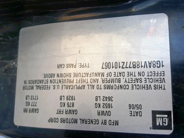 1G8AV18B77Z101067 - 2007 SATURN ION LEVEL SILVER photo 10