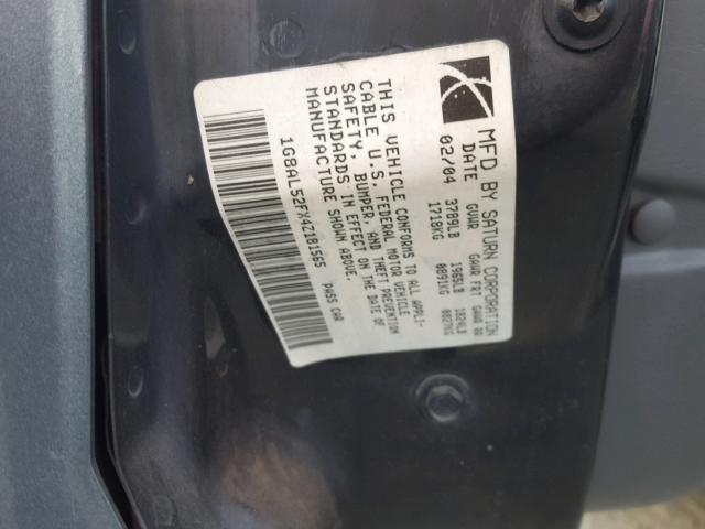 1G8AL52FX4Z181565 - 2004 SATURN ION LEVEL GRAY photo 10