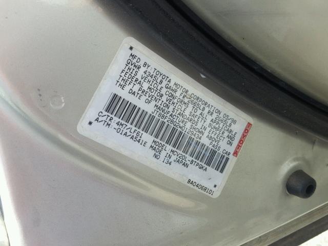 JT8BF28G2W0129434 - 1998 LEXUS ES 300 SILVER photo 10