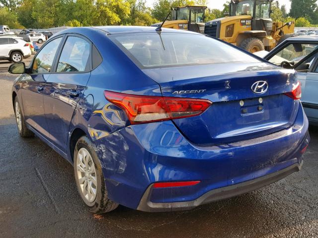 3KPC24A3XKE071594 - 2019 HYUNDAI ACCENT SE BLUE photo 3