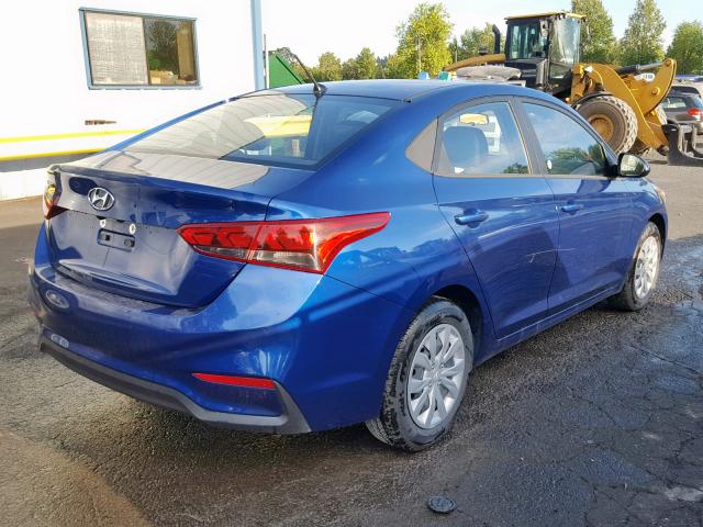 3KPC24A3XKE071594 - 2019 HYUNDAI ACCENT SE BLUE photo 4