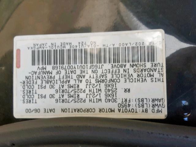 JT6GF10U1Y0079168 - 2000 LEXUS RX 300 BLUE photo 10