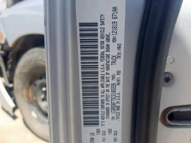 1C6RD6FT5CS182228 - 2012 DODGE RAM 1500 S SILVER photo 10