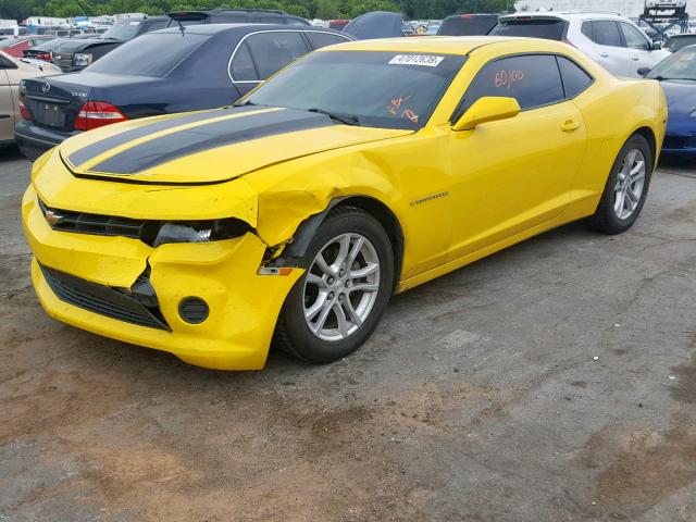 2G1FA1E32E9316747 - 2014 CHEVROLET CAMARO LS YELLOW photo 2