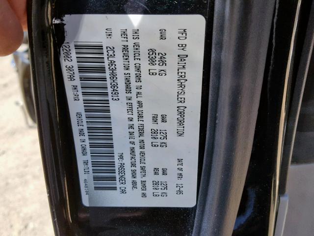 2C3LA63H06H364913 - 2006 CHRYSLER 300C BLACK photo 10