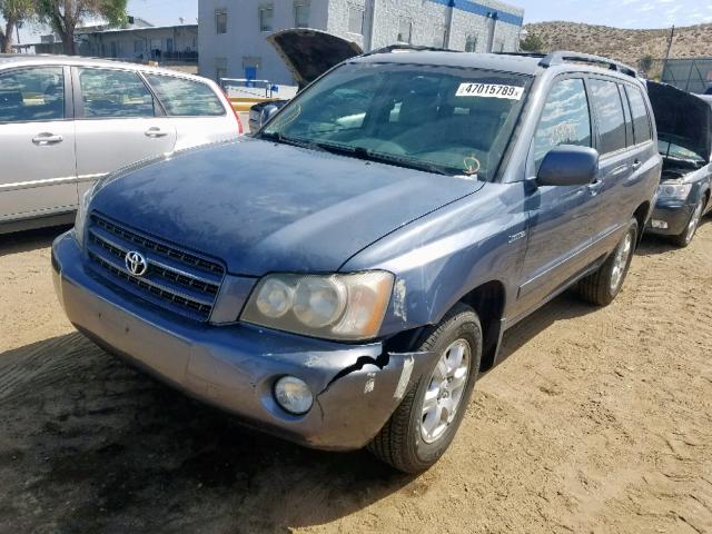 JTEHF21A020073095 - 2002 TOYOTA HIGHLANDER BLUE photo 2