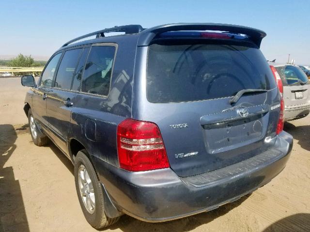 JTEHF21A020073095 - 2002 TOYOTA HIGHLANDER BLUE photo 3