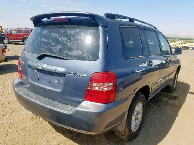 JTEHF21A020073095 - 2002 TOYOTA HIGHLANDER BLUE photo 4