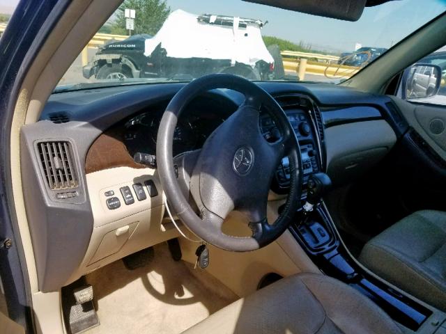 JTEHF21A020073095 - 2002 TOYOTA HIGHLANDER BLUE photo 9