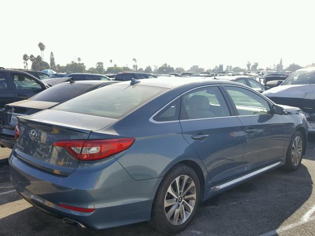 5NPE34AFXFH228350 - 2015 HYUNDAI SONATA SPO BLUE photo 4