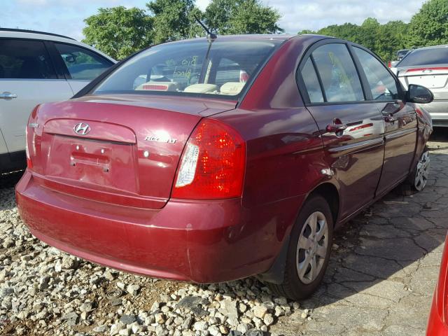 KMHCN46C59U342410 - 2009 HYUNDAI ACCENT GLS MAROON photo 4