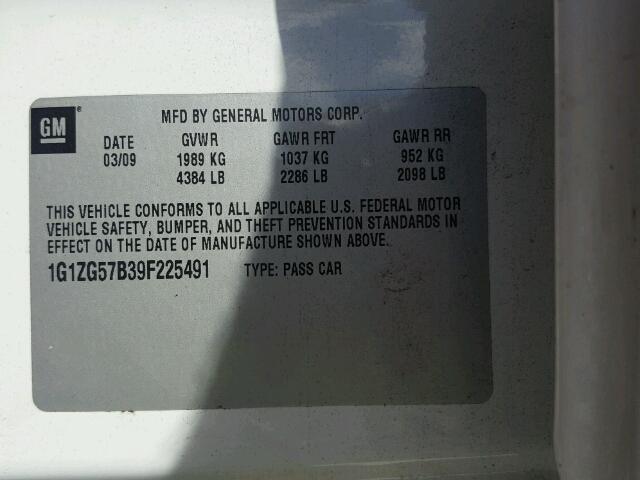 1G1ZG57B39F225491 - 2009 CHEVROLET MALIBU LS 白色 照片 10