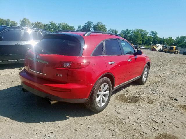 JNRAS08W34X218678 - 2004 INFINITI FX35 RED photo 4