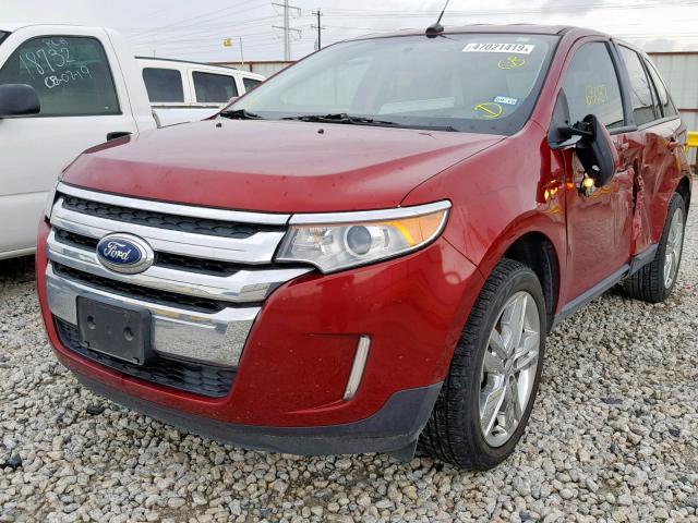 2FMDK3JC6DBE11165 - 2013 FORD EDGE SEL RED photo 2