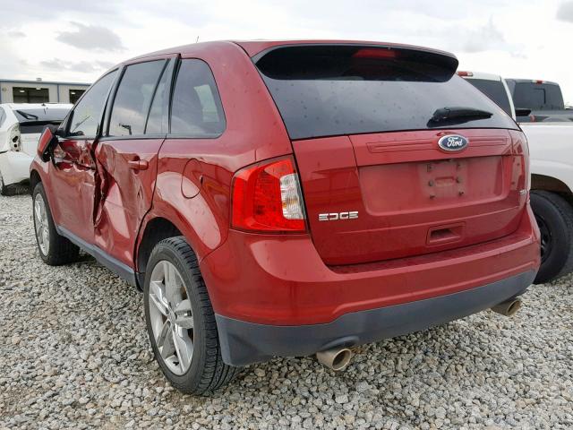 2FMDK3JC6DBE11165 - 2013 FORD EDGE SEL RED photo 3