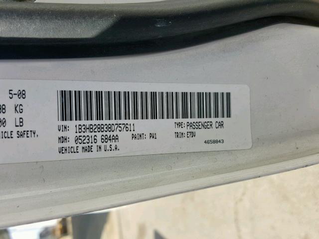 1B3HB28B38D757611 - 2008 DODGE CALIBER WHITE photo 10