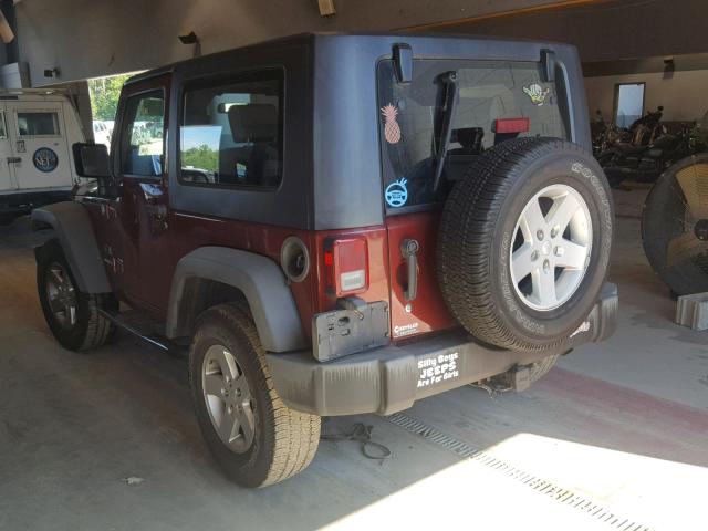 1J4FA24148L597776 - 2008 JEEP WRANGLER X BURGUNDY photo 3