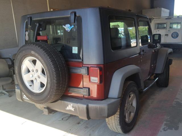 1J4FA24148L597776 - 2008 JEEP WRANGLER X BURGUNDY photo 4