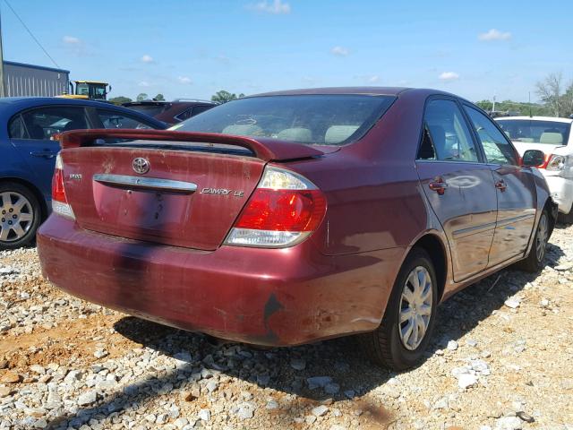 4T1BE32KX5U103643 - 2005 TOYOTA CAMRY LE BURGUNDY photo 4