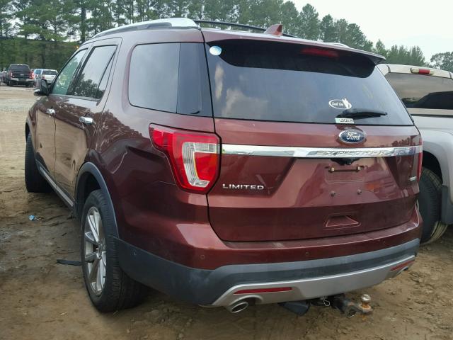 1FM5K8F87GGA38656 - 2016 FORD EXPLORER L BROWN photo 3