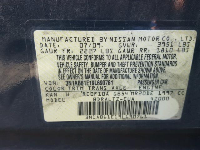 3N1AB61E19L690761 - 2009 NISSAN SENTRA 2.0 CHARCOAL photo 10