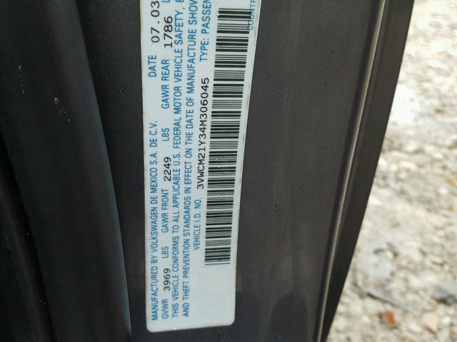 3VWCM21Y34M306045 - 2004 VOLKSWAGEN NEW BEETLE 石墨色 照片 10