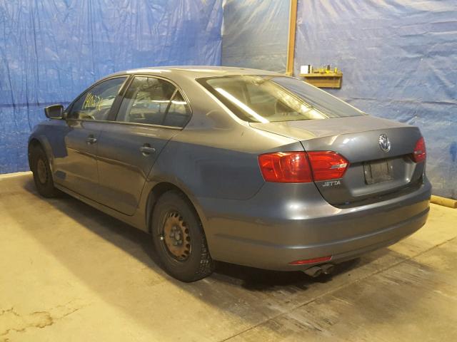 3VW2K7AJ2BM051791 - 2011 VOLKSWAGEN JETTA BASE GRAY photo 3