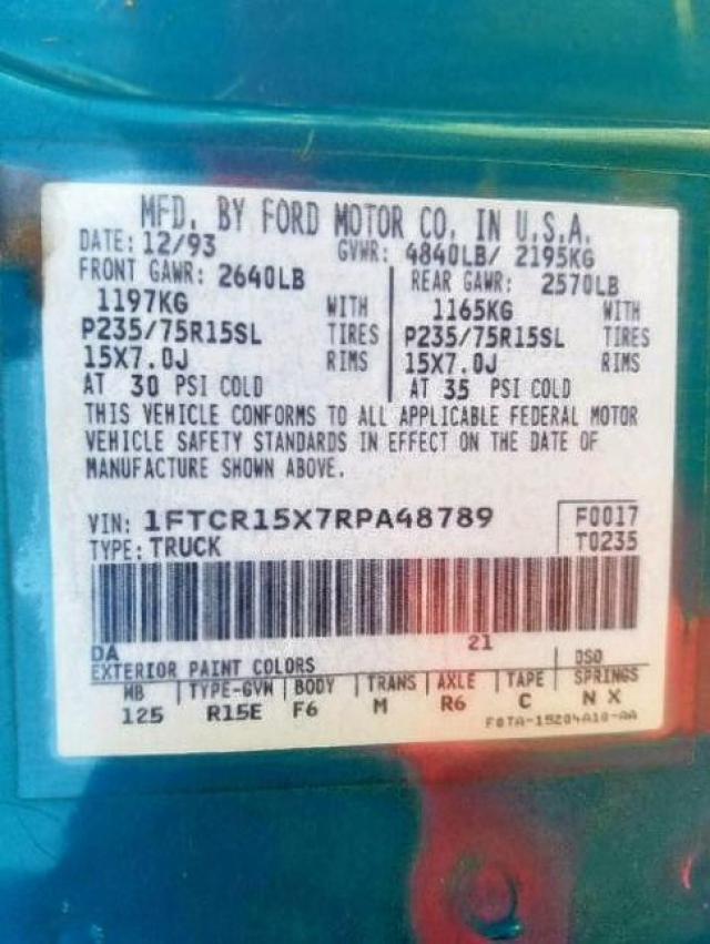 1FTCR15X7RPA48789 - 1994 FORD RANGER SUP BLUE photo 10