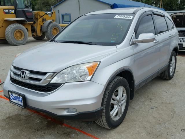 JHLRE4H78AC011655 - 2010 HONDA CR-V EXL SILVER photo 2