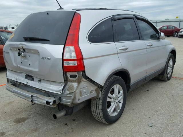 JHLRE4H78AC011655 - 2010 HONDA CR-V EXL SILVER photo 4