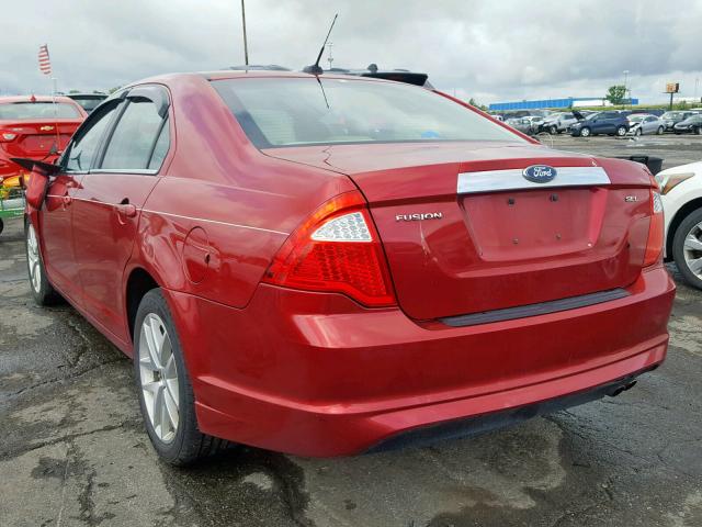 3FAHP0JA7BR172122 - 2011 FORD FUSION SEL RED photo 3