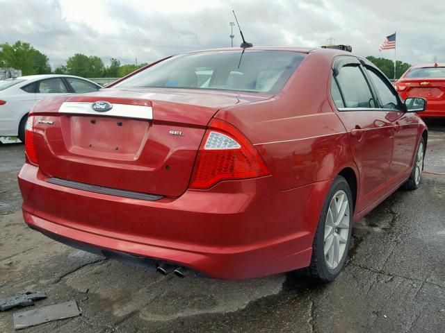3FAHP0JA7BR172122 - 2011 FORD FUSION SEL RED photo 4