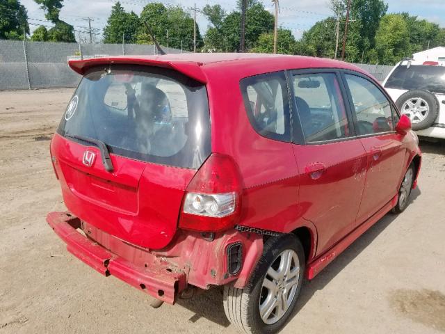 JHMGD38628S045615 - 2008 HONDA FIT SPORT RED photo 4