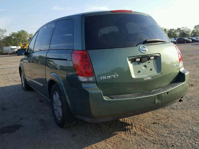 5N1BV28U04N319058 - 2004 NISSAN QUEST S GREEN photo 3