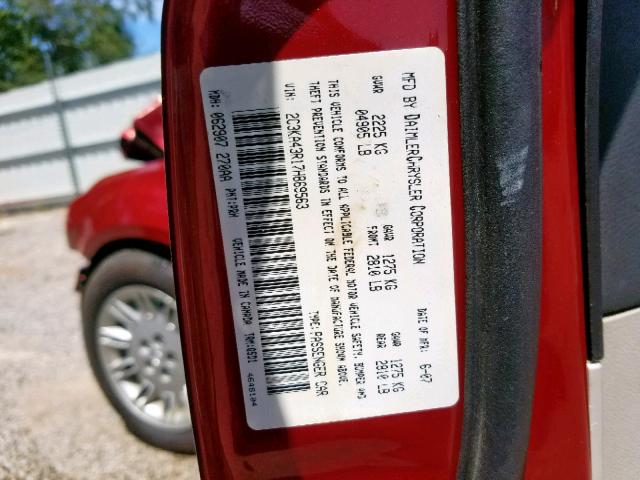 2C3KA43R17H869563 - 2007 CHRYSLER 300 RED photo 10