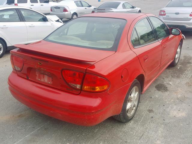 1G3NF52E7YC335146 - 2000 OLDSMOBILE ALERO GLS RED photo 4