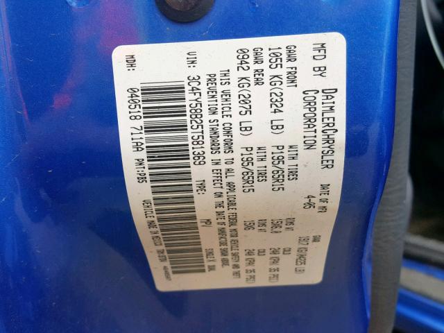 3C4FY58B25T581369 - 2005 CHRYSLER PT CRUISER BLUE photo 10