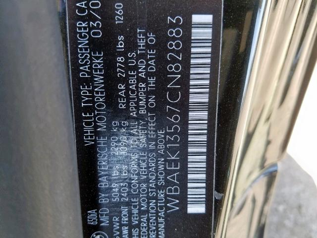 WBAEK13567CN82883 - 2007 BMW 650 I BLACK photo 10