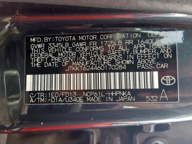 JTKKT624460170284 - 2006 TOYOTA SCION XA GRAY photo 10