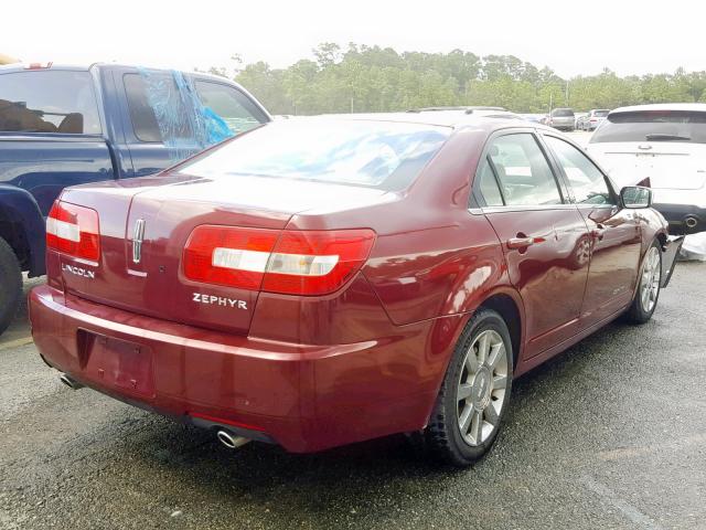 3LNHM26106R631516 - 2006 LINCOLN ZEPHYR BURGUNDY photo 4