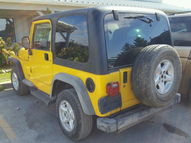 1J4FA49S24P770310 - 2004 JEEP WRANGLER / YELLOW photo 3