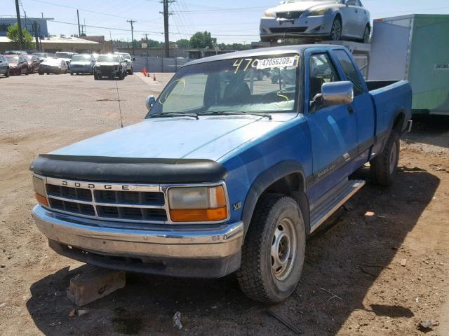 1B7GG23YXPS221868 - 1993 DODGE DAKOTA BLUE photo 2