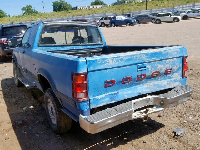 1B7GG23YXPS221868 - 1993 DODGE DAKOTA BLUE photo 3