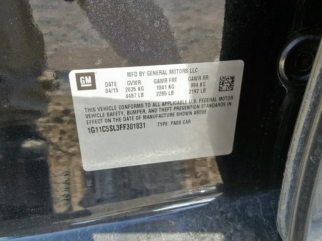 1G11C5SL3FF301831 - 2015 CHEVROLET MALIBU 1LT 黑色 照片 10